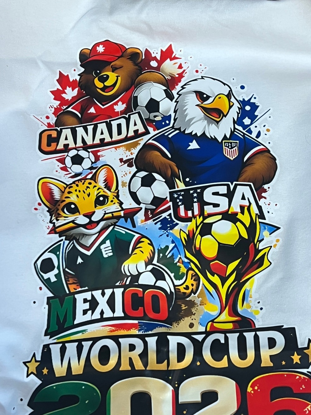 Unisex White World Cup Graphic Tee - Canada USA Mexico $25.00 each